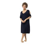 Ulla Popken Damen große Größen Übergrößen Plus Size Jersey-Strandkleid, V-Ausschnitt, Zierbänder, Halbarm Marine 58+ 827247130-58+