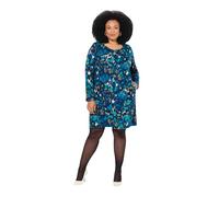 Ulla Popken Damen große Größen Übergrößen Plus Size Jerseykleid, A-Linie, Rundhals, Langarm Marine 46+ 834171130-46+
