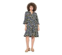 Ulla Popken Damen große Größen Übergrößen Plus Size Jerseykleid, A-Linie, Tunika-Ausschnitt, 3/4-Arm Sonnengelb 54+ 838224607-54+