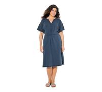 Ulla Popken Damen große Größen Übergrößen Plus Size Jerseykleid, A-Linie, Tunika-Ausschnitt, Halbarm Marine 54+ 837403130-54+