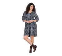 Ulla Popken Damen große Größen Übergrößen Plus Size Jerseykleid, Animaldruck, A-Linie, V-Ausschnitt, 3/4-Arm schwarz 50+ 844945111-50+