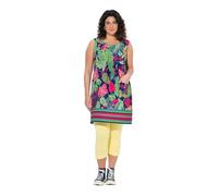 Ulla Popken Damen große Größen Übergrößen Plus Size Jerseykleid, Bedruckt, A-Linie, Rundhals, ärmellos