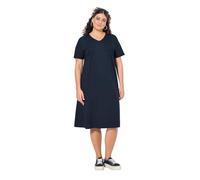 Ulla Popken Damen große Größen Übergrößen Plus Size Jerseykleid, Biesen, A-Linie, V-Ausschnitt, Halbarm Marine 50+ 840034130-50+