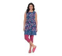 Ulla Popken Damen große Größen Übergrößen Plus Size Jerseykleid, Bordüre, A-Linie, Rundhals, ärmellos Tintenblau 54+ 849887740-54+