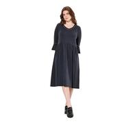 Ulla Popken Damen große Größen Übergrößen Plus Size Jerseykleid, Rollkanten, A-Linie, V-Ausschnitt, 3/4-Arm