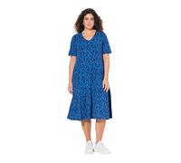 Ulla Popken Women's Kleid mit asymmetrischer Volants, Pfauenblau, 52-54
