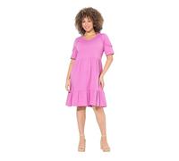 Ulla Popken Damen große Größen Übergrößen Plus Size Jerseykleid, Zierband, A-Linie, V-Ausschnitt, Halbarm kühles pink 46+ 840115807-46+