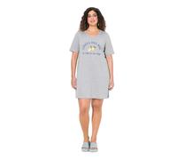 Ulla Popken Damen große Größen Übergrößen Plus Size Jerseykleid, Zitronen, A-Linie, V-Ausschnitt, Halbarm hellgrau mélange 46+ 840117134-46+