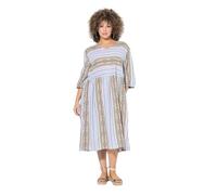 Ulla Popken Damen große Größen Übergrößen Plus Size Kaftankleid, Streifen, A-Linie, V-Ausschnitt, 3/4-Arm apricot 46+ 838739651-46+