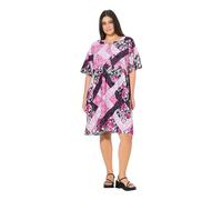 Ulla Popken Damen große Größen Übergrößen Plus Size Kleid, A-Linie, Tunika-Ausschnitt, Halbarm kräftiges pink 46+ 838401800-46+