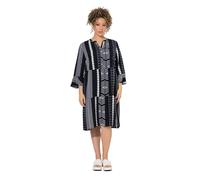 Ulla Popken Damen große Größen Übergrößen Plus Size Kleid, grafischer Druck, Tunika-Ausschnitt, 3/4-Arm schwarz 50+ 848437100-50+