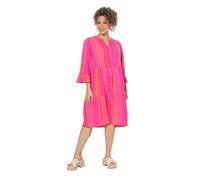 Ulla Popken Damen große Größen Übergrößen Plus Size Kleid, grafischer Druck, Tunika-Ausschnitt, 3/4-Arm Fuchsia pink 58+ 848437800-58+