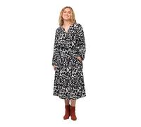 Ulla Popken Damen große Größen Übergrößen Plus Size Kleid, Tunnelzug, Tunika-Ausschnitt, Taschen, Langarm 822137