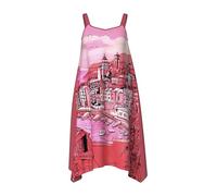 Ulla Popken Damen große Größen Übergrößen Plus Size Kleid, Urlaubsmotiv, A-Linie, V-Ausschnitt, ärmellos salsarot 46+ 847481524-46+