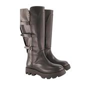 Ulla Popken Damen große Größen Übergrößen Plus Size Leder-Bikerstiefel, XL-Schaft, Weite H schwarz 39 834242100-39