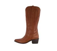 Ulla Popken Damen große Größen Übergrößen Plus Size Leder-Cowboystiefel, XXL-Schaft, Westernstiefel, Stickerei, Weite H rost 40 808664674-40