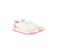 Ulla Popken Damen große Größen Übergrößen Plus Size Leder-Sneaker, Retro-Look, Wechselfußbett, Weite H pink 42 835293520-42