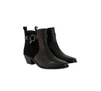Ulla Popken Damen große Größen Übergrößen Plus Size Leder-Stiefeletten, Ledermix, Wechselfußbett, Weite H schwarz 39 829733100-39