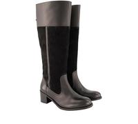 Ulla Popken Damen große Größen Übergrößen Plus Size Lederstiefel, XL-Schaft, Zipper, Weite H schwarz 42 834202100-42