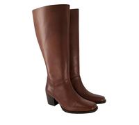 Ulla Popken Damen große Größen Übergrößen Plus Size Lederstiefel, XXL-Schaft, Elastikeinsatz, Weite H Dunkelbraun 44 829687341-44