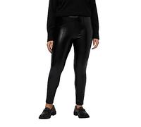Ulla Popken Damen große Größen Übergrößen Plus Size Leggings, Lederoptik, Slim, Elastikbund, Ziernähte schwarz 54+ 820405100-54+
