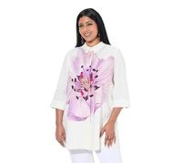 Ulla Popken Damen große Größen Übergrößen Plus Size Leinenbluse, Blüten, A-Linie, Hemdkragen, 3/4-Arm Mauve 46+ 837611815-46+