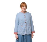 Ulla Popken Damen große Größen Übergrößen Plus Size Leinenmix-Janker, Stehkragen, bedrucktes Futter himmelblau 52 823538700-52