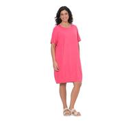 Ulla Popken Damen große Größen Übergrößen Plus Size Leinenmix-Kleid, A-Linie, Rundhals, Halbarm, Taschen helles Fuchsia 46+ 848358513-46+