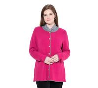 Ulla Popken Damen große Größen Übergrößen Plus Size Long-Strickjacke, Hirsch-Stickerei, A-Linie, Stehkragen Dunkles Malve 42+ 832553813-42+