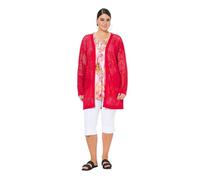 Ulla Popken Damen große Größen Übergrößen Plus Size Long-Strickjacke, Netz-Optik, offene Form, V-Ausschnitt Lychee 54+ 825108530-54+