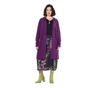 Ulla Popken Damen große Größen Übergrößen Plus Size Long-Strickjacke, offene Form, V-Ausschnitt Brombeere 46+ 830741820-46+