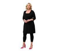 Ulla Popken Damen große Größen Übergrößen Plus Size Longshirt, A-Linie, Carré-Ausschnitt, 3/4-Arm schwarz 54+ 825970100-54+