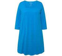 Ulla Popken Damen große Größen Übergrößen Plus Size Longshirt, A-Linie, Carré-Ausschnitt, 3/4-Arm Marine 50+ 825970130-50+