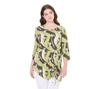 Ulla Popken Damen große Größen Übergrößen Plus Size Longshirt, A-Linie, Rundhals, 3/4-Arm, Biobaumwolle Seaweed 46+ 837241414-46+