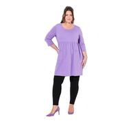 Ulla Popken Damen große Größen Übergrößen Plus Size Longshirt, A-Linie, Rundhals, 3/4-Arm, Taschen lila 50+ 838086824-50+
