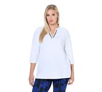 Ulla Popken Damen große Größen Übergrößen Plus Size Longshirt, A-Linie, Tunika-Ausschnitt, 3/4-Arm Offwhite 54+ 837738200-54+