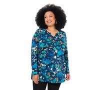 Ulla Popken Damen große Größen Übergrößen Plus Size Longshirt, A-Linie, Tunika-Ausschnitt, Langarm Marine 66+ 834173130-66+