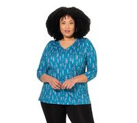 Ulla Popken Damen große Größen Übergrößen Plus Size Longshirt, A-Linie, V-Ausschnitt, 3/4-Arm Marine 62+ 832916130-62+