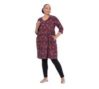 Ulla Popken Damen große Größen Übergrößen Plus Size Longshirt, A-Linie, V-Ausschnitt, 3/4-Arm, Taschen dunkel weinrot 54+ 842804350-54+