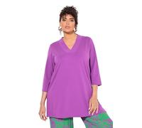 Ulla Popken Damen große Größen Übergrößen Plus Size Longshirt, A-Linie, V-Ausschnitt, 3/4-Arm violett 54+ 825083830-54+