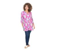 Ulla Popken Damen große Größen Übergrößen Plus Size Longshirt, A-Linie, Zierbänder, V-Ausschnitt, 3/4-Arm kühles pink 42+ 837924807-42+
