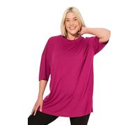 Ulla Popken Damen große Größen Übergrößen Plus Size Longshirt, antibakteriell, Oversized, Rundhals, Halbarm Magenta 42+ 832285810-42+