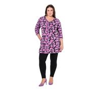 Ulla Popken Damen große Größen Übergrößen Plus Size Longshirt, Biesen, A-Linie, V-Ausschnitt, 3/4-Arm schwarz 54+ 837119100-54+