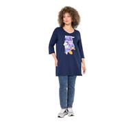 Ulla Popken Damen große Größen Übergrößen Plus Size Longshirt, Blüten, A-Linie, V-Ausschnitt, 3/4-Arm