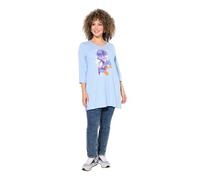 Ulla Popken Damen große Größen Übergrößen Plus Size Longshirt, Blüten, A-Linie, V-Ausschnitt, 3/4-Arm lichtblau 46+ 835061720-46+