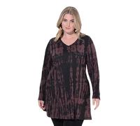 Ulla Popken Damen große Größen Übergrößen Plus Size Longshirt, Farbverlauf, A-Linie, V-Ausschnitt, Langarm Espresso 62+ 844682303-62+