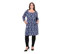 Ulla Popken Damen große Größen Übergrößen Plus Size Longshirt, Paisley, A-Linie, Carree-Ausschnitt, 3/4-Arm Marine 58+ 837165130-58+