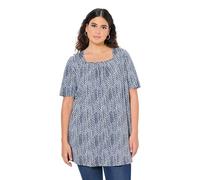 Ulla Popken Damen große Größen Übergrößen Plus Size Longshirt, Punkte, A-Linie, Carree-Ausschnitt, Halbarm Graphitgrau 46+ 837481100-46+