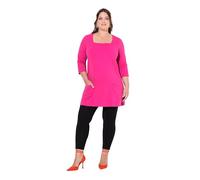 Ulla Popken Damen große Größen Übergrößen Plus Size Longshirt, Taschen, A-Linie, Carree-Ausschnitt, 3/4-Arm pink 58+ 836993520-58+