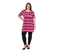 Ulla Popken Damen große Größen Übergrößen Plus Size Longshirt, Zackenmuster, A-Linie, Rundhals, 3/4-Arm kaugummi rosa 58+ 837126518-58+